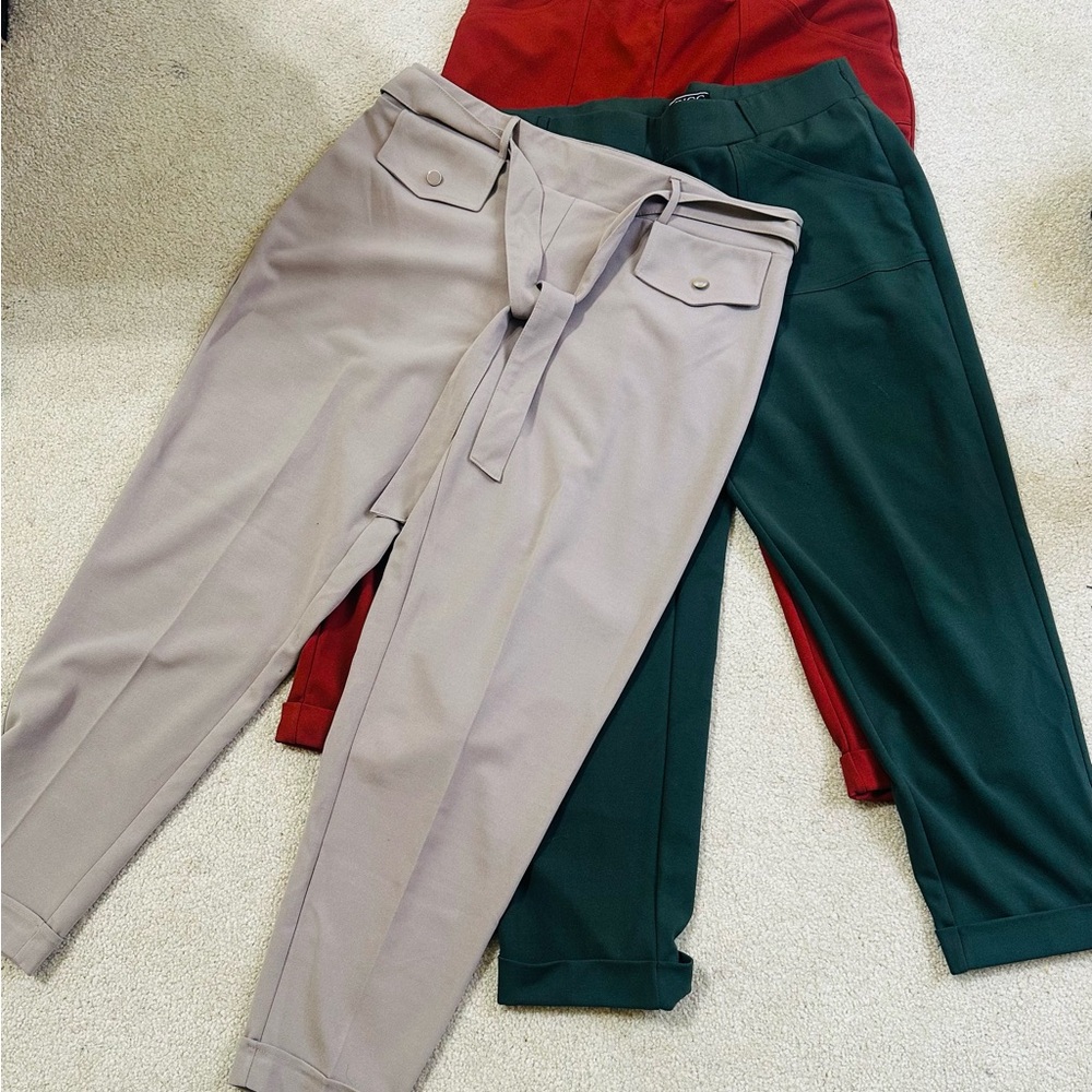 Stylish Women's Pants in Beige, Green, and Red